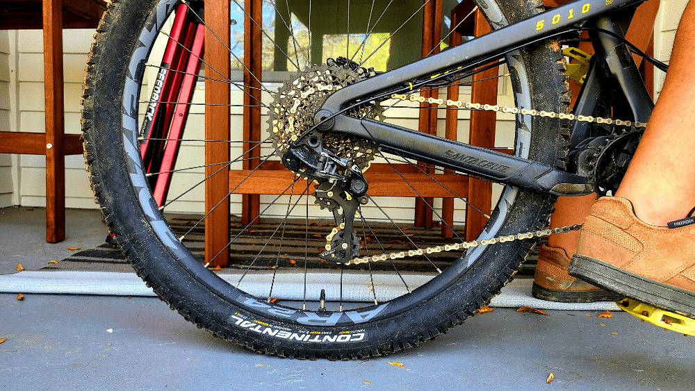 Rear tire with rider weight